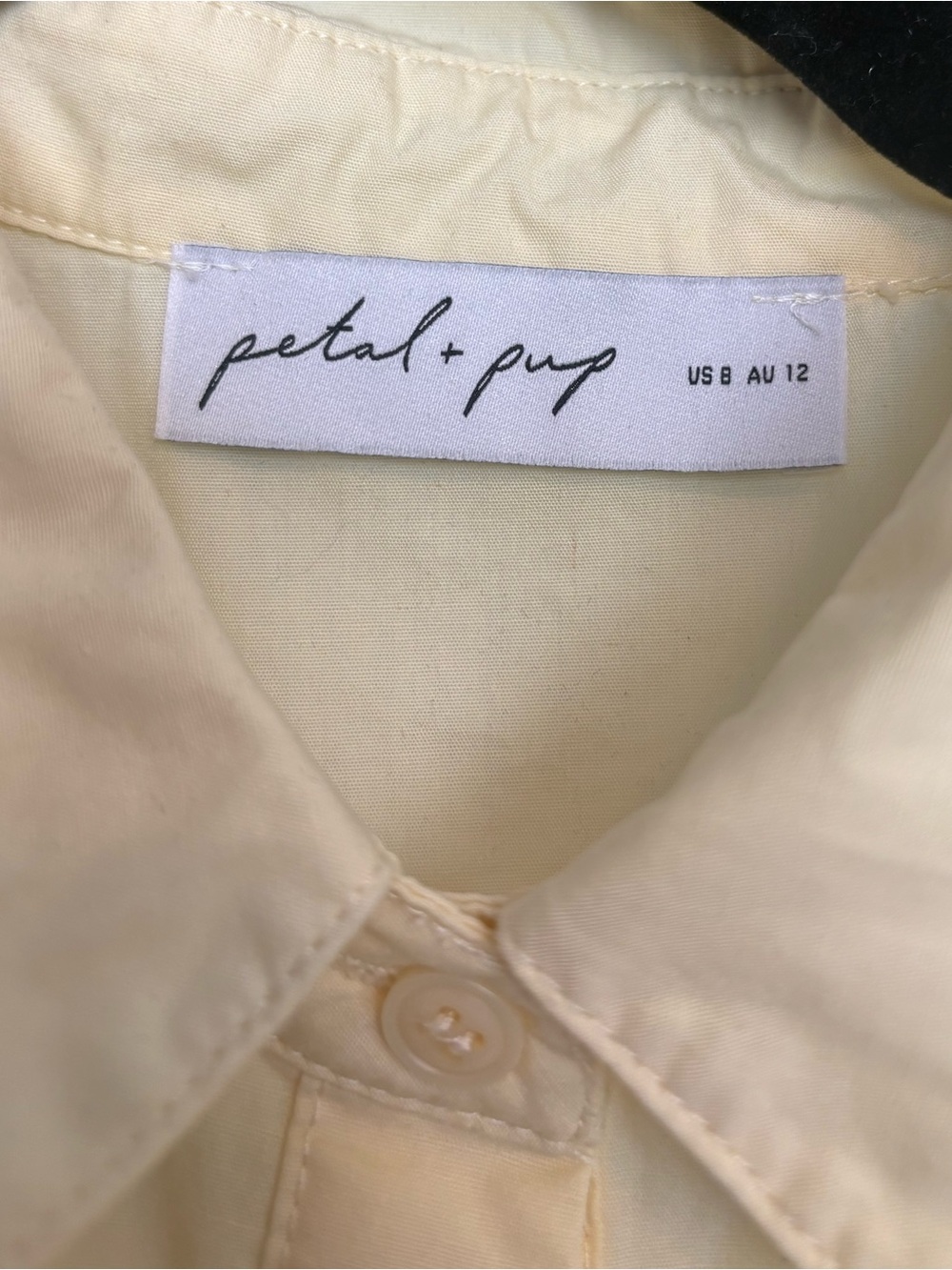 Petal & Pup Shively Puff Sleeve Ruffle Cotton Shirtdress Butter Yellow - Size 8 - Picture 7 of 10